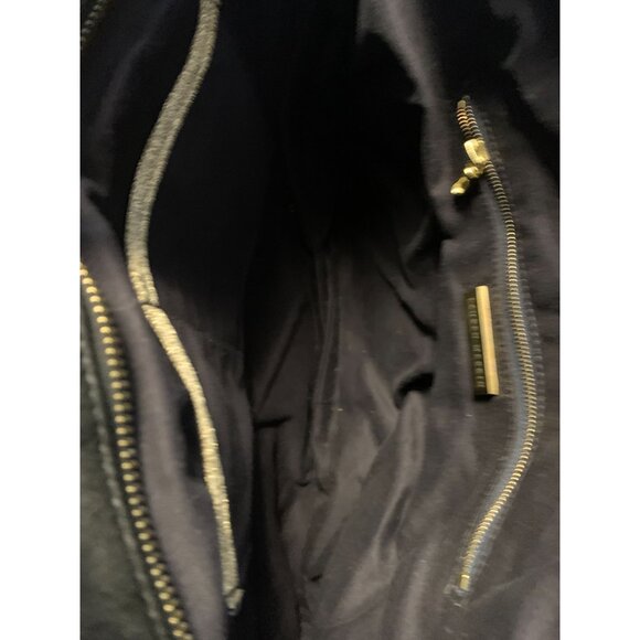 Lauren Merkin Black & White Boho Old Money Chevron Fabric Handbag With Adjustabl - Picture 4 of 12